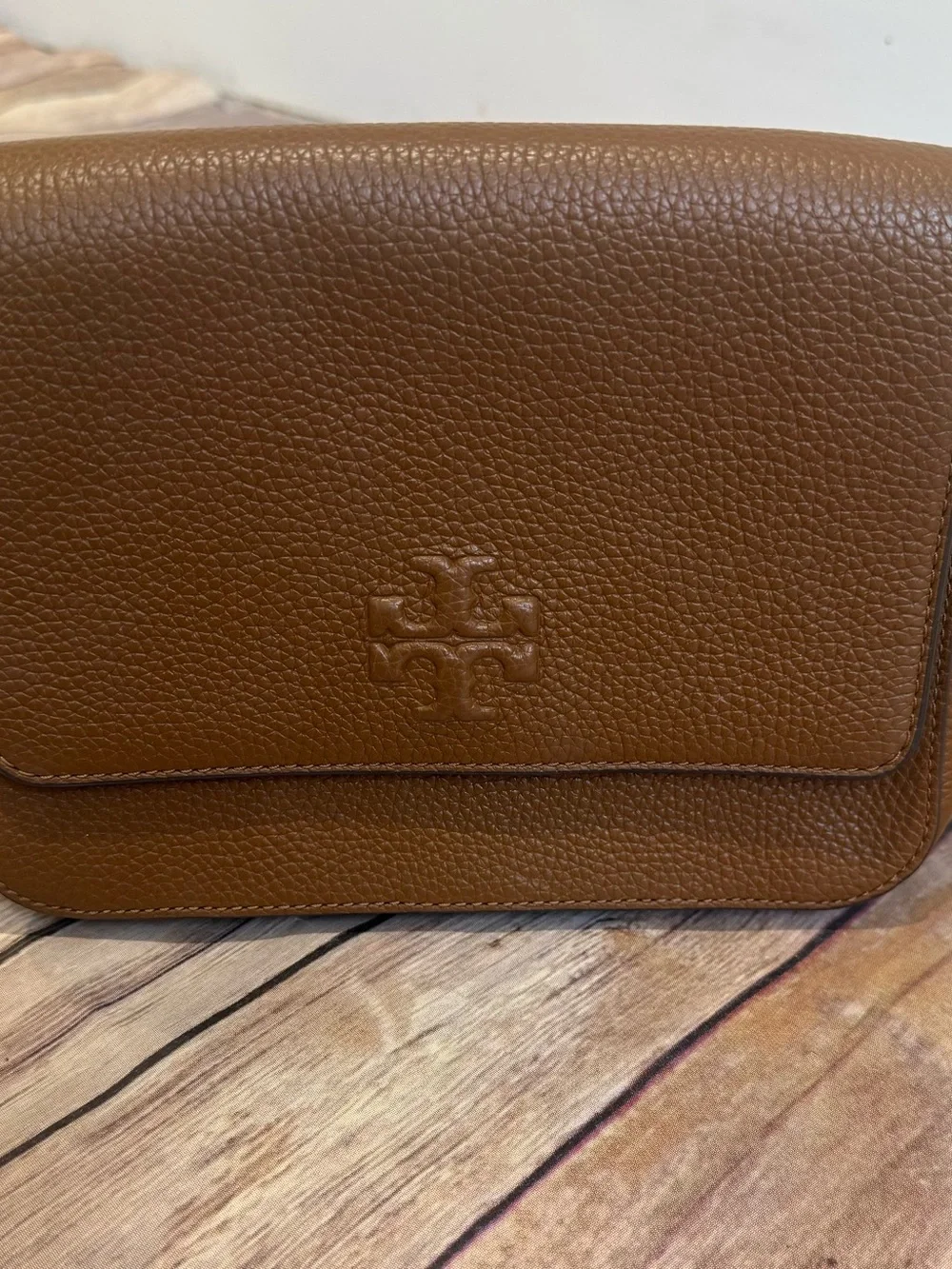 Tory Burch Cognac Pebbled Leather Messenger Bag